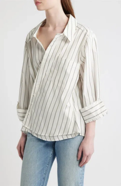 Cissa Asymmetric Stripe Wrap Shirt In Multi