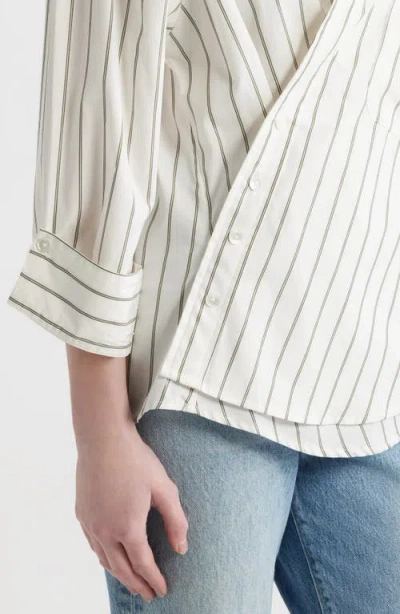 Cissa Asymmetric Stripe Wrap Shirt In Multi