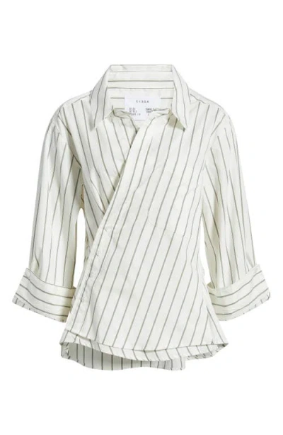 Cissa Asymmetric Stripe Wrap Shirt In Multi