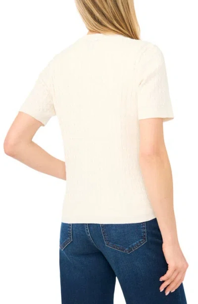 Halogenr Halogen(r) Cable Knit Cotton Button Front Cardigan In White