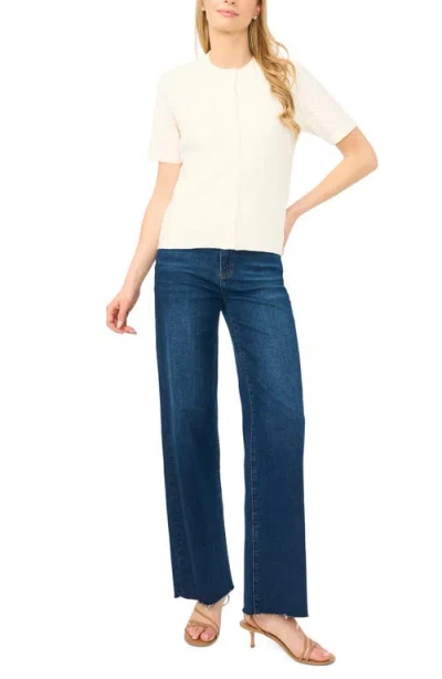 Halogenr Halogen(r) Cable Knit Cotton Button Front Cardigan In White