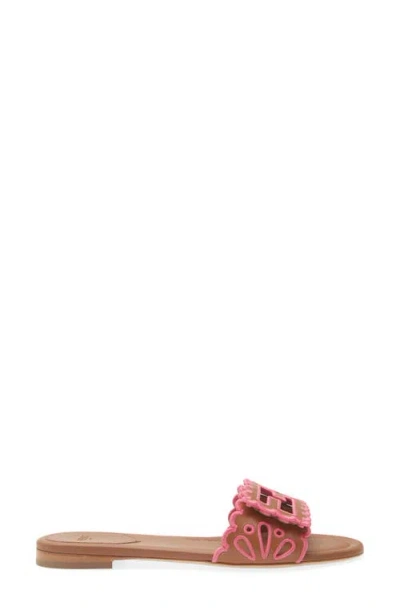 Fendi Baguette Embroidered Nappa Leather Slides In Multi