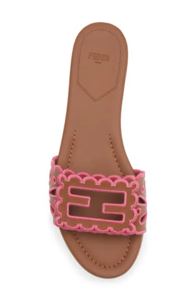 Fendi Baguette Embroidered Nappa Leather Slides In Multi