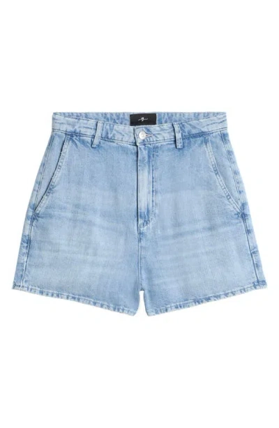 7 For All Mankind Trouser Shorts Iris In Blue