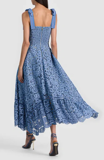 Alice And Olivia Rosalee Lace Bustier Maxi Dress In Blue
