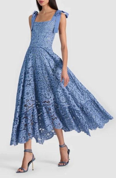 Alice And Olivia Rosalee Lace Bustier Maxi Dress In Blue
