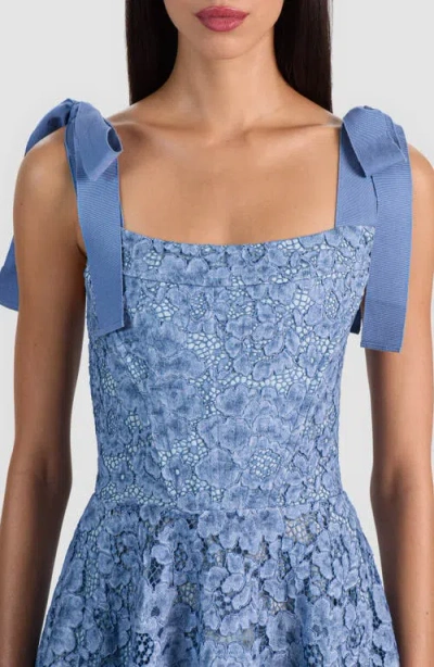 Alice And Olivia Rosalee Lace Bustier Maxi Dress In Blue