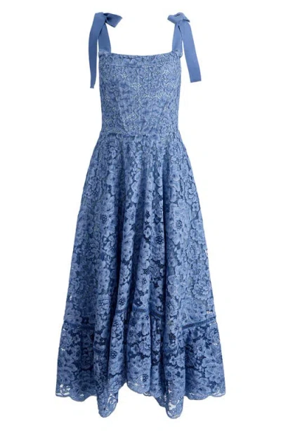 Alice And Olivia Rosalee Lace Bustier Maxi Dress In Blue