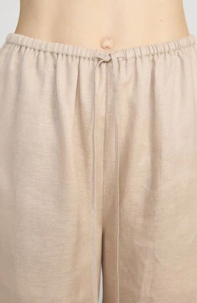 Frame Linen Drawstring Lounge Pants In Neutral