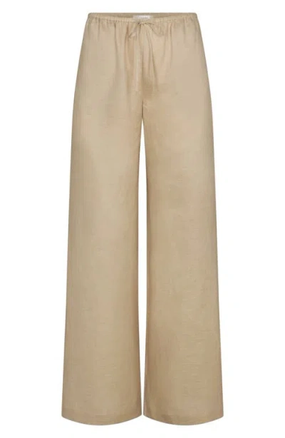 Frame Linen Drawstring Lounge Pants In Neutral