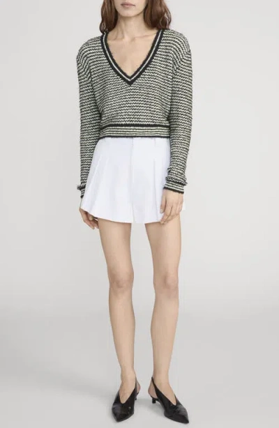 Frame The Structural Pleated High Waist Shorts In White