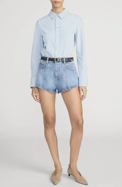 Frame The Tilt High Rise Denim Mini Shorts In Blue