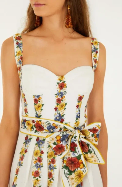 Farm Rio Palm Tree Beach Printed Linen-blend Mini Dress In Multi