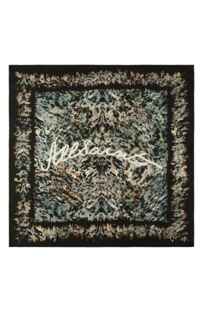 Allsaints Canter Script Square Scarf In Black