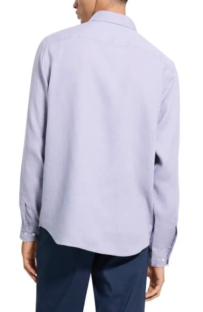 Theory Irving Solid Linen Button-up Shirt In Blue