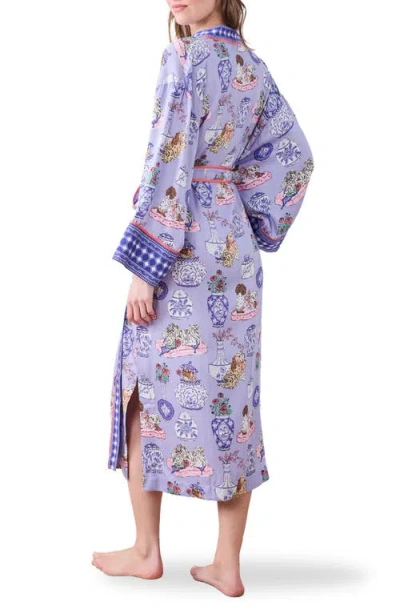 Printfresh Satin Robe In Purple