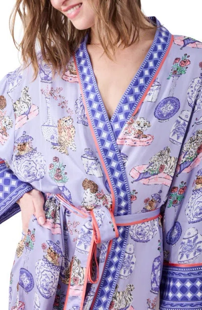 Printfresh Satin Robe In Purple