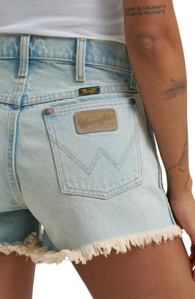 Wrangler Frayed Denim Shorts In White