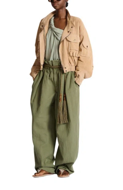 Balmain Suede Multi-pocket Utility Jacket In Neutral