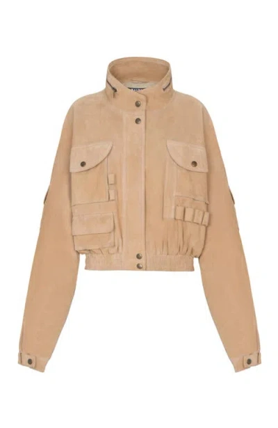 Balmain Suede Multi-pocket Utility Jacket In Neutral