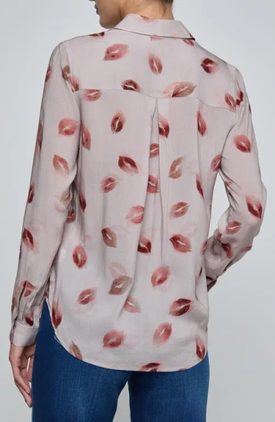 L'agence Holly Lips Pattern Woven Shirt In Multi