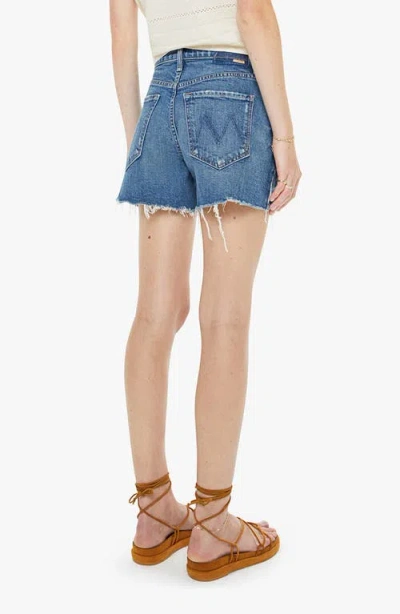 Mother The Main Course Frayed Denim Shorts In Blue