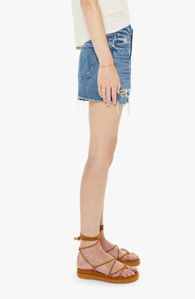 Mother The Main Course Frayed Denim Shorts In Blue