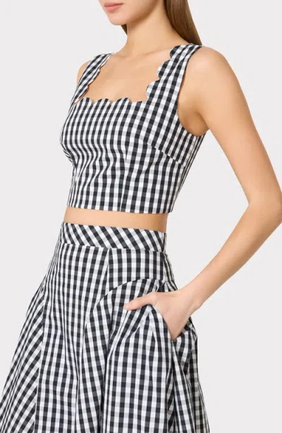 Milly Robin Gingham Midi Skirt In Black
