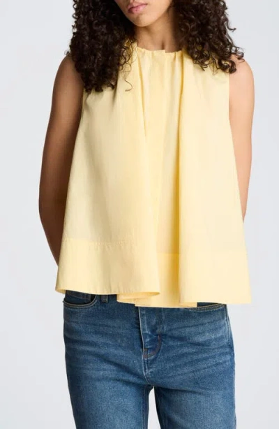 Kenneth Cole Paperbag Neck Sleeveless Tent Button Front Shirt In Yellow