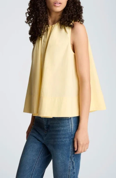 Kenneth Cole Paperbag Neck Sleeveless Tent Button Front Shirt In Yellow