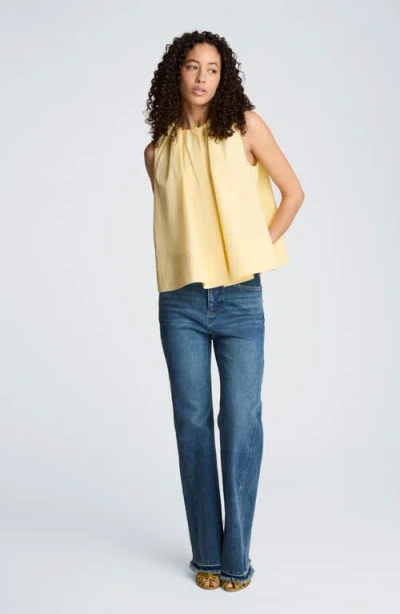 Kenneth Cole Paperbag Neck Sleeveless Tent Button Front Shirt In Yellow