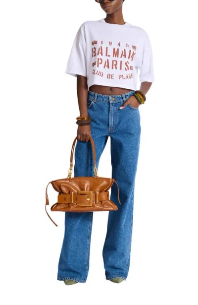 Balmain Plage Print T-shirt In White