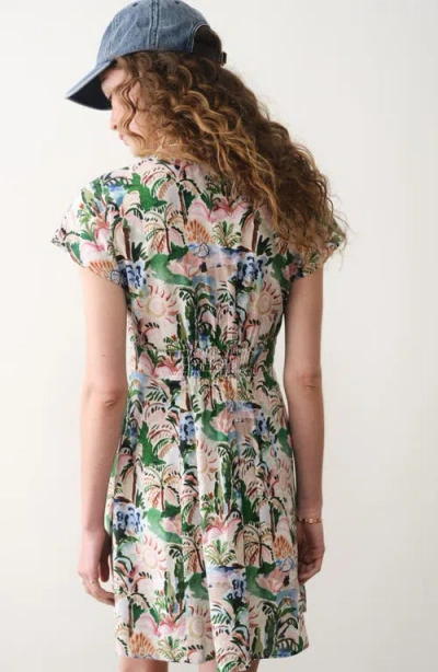 Marine Layer Camila Print Button Front Hemp Blend Minidress In Multi