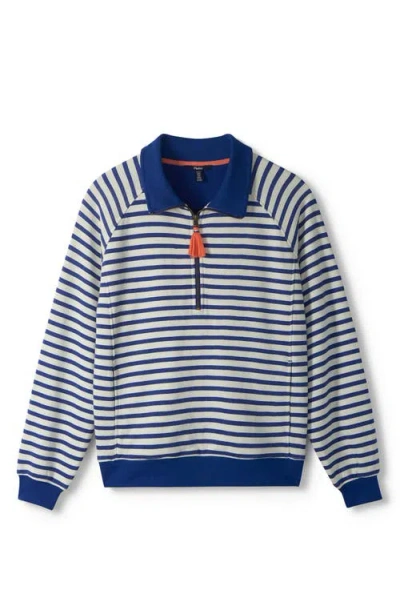 Hatley Mezarine Stripe Quarter Zip Sweatshirt In Blue