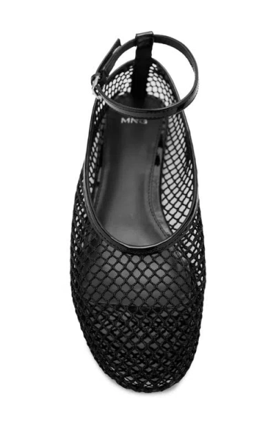 Mango Ankle Strap Ballet Flat In Black