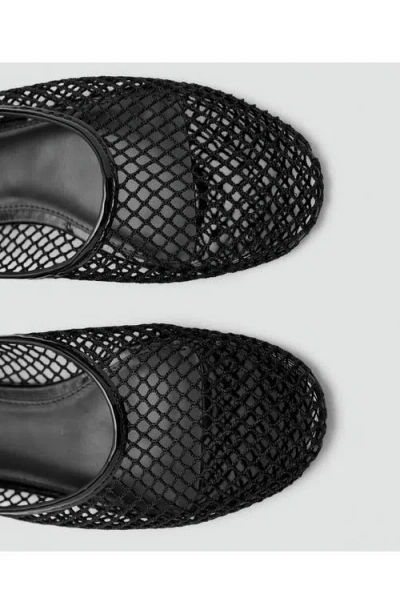 Mango Ankle Strap Ballet Flat In Black