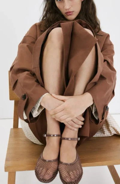 Mango Ankle Strap Ballet Flat In Brown