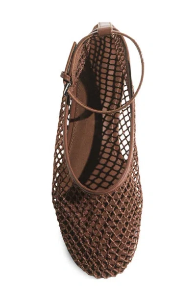 Mango Ankle Strap Ballet Flat In Brown