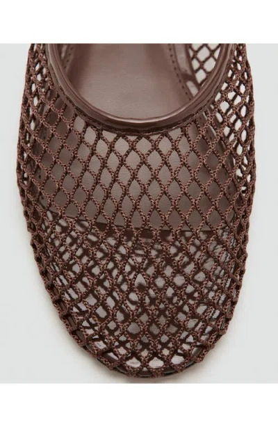 Mango Ankle Strap Ballet Flat In Brown