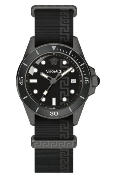 Versace Greca Force Watch In Black