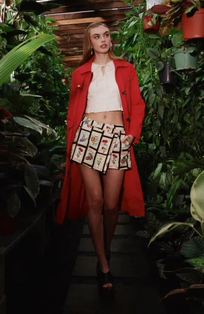 Avec Les Filles Front Wrap Mini Skort In Multi