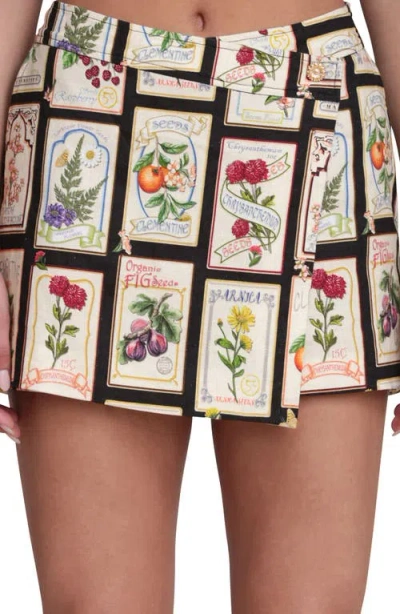 Avec Les Filles Front Wrap Mini Skort In Multi