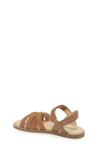 Boden Kids' Girls Crossed Leather Sandals In Brown | Size 33
