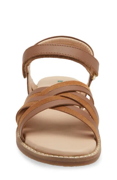 Boden Kids' Girls Crossed Leather Sandals In Brown | Size 33