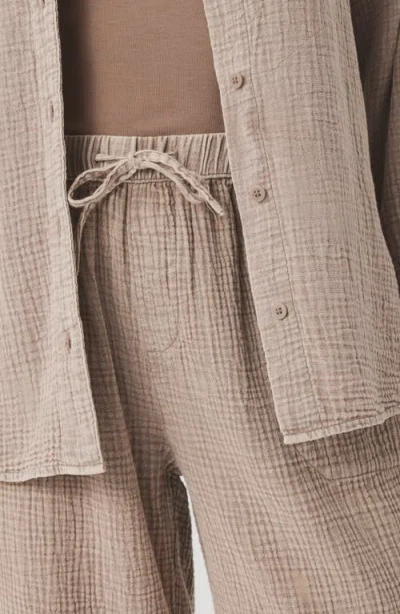 Splendid Adele Cotton Gauze Drawstring Pants In Neutral
