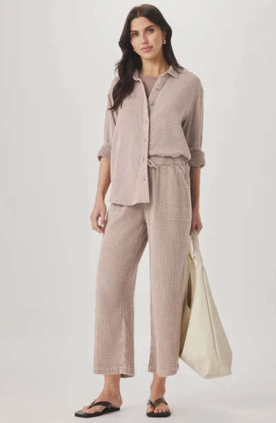 Splendid Adele Cotton Gauze Drawstring Pants In Neutral