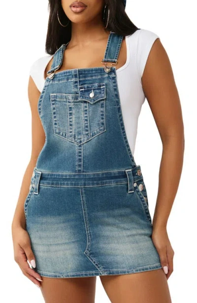 True Religion Denim Overall Minidress In Blue