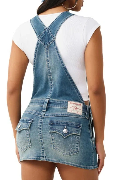 True Religion Denim Overall Minidress In Blue