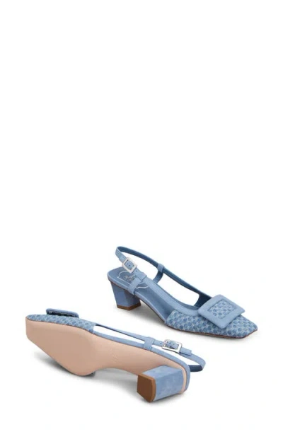 Roger Vivier Belle Vivier Slingback Pumps In Jacquard Denim In Blue