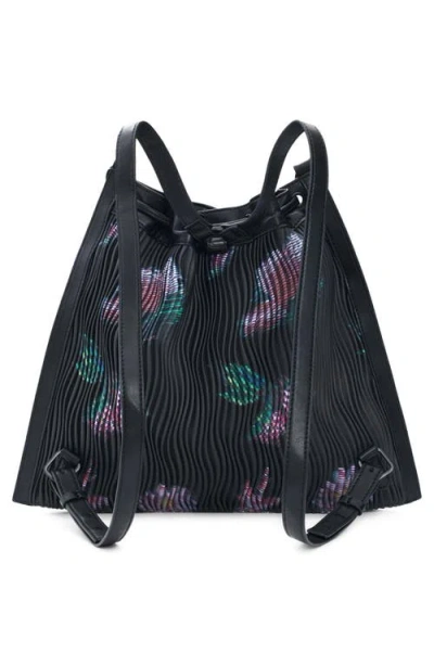 Desigual Medium Floral Backpack With Shoulder Strap In Black